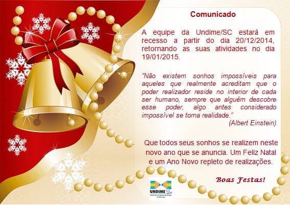 A Undime/SC deseja um Feliz Natal e um Ano Novo repleto de realizações.