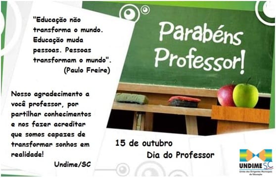Undime/SC parabeniza os professores pelo exercício da profissão