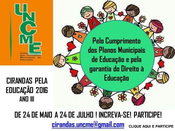 CIRANDAS PELA EDUCAÇÃO – PELO CUMPRIMENTO DOS PMEs e PELA GARANTIA DO DIREITO A EDUCAÇÃO