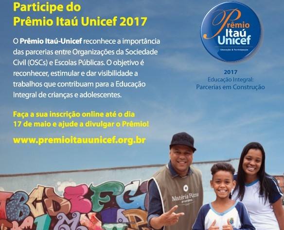 inscrições para a 12ª edição do Prêmio Itaú-Unicef