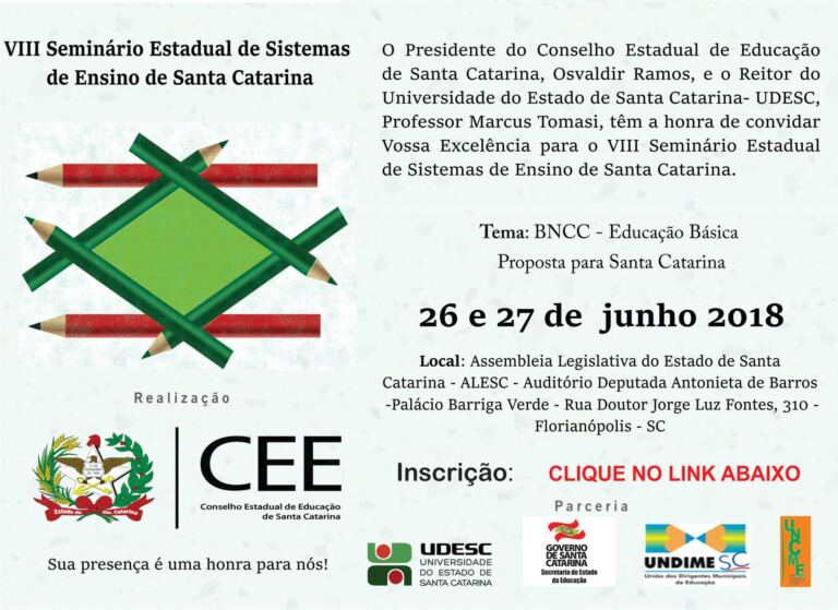 Aberta inscrições para o VIII Seminário Estadual de Sistemas Ensino de Santa Catarina