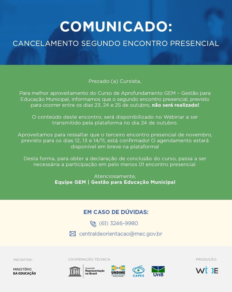 Segundo encontro do GEM será virtual e transmitido pela plataforma no próximo dia 24