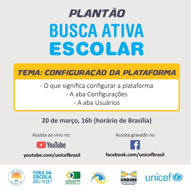 Plantão da Busca Ativa Escolar desta quarta-feira (20) discute as configurações da plataforma