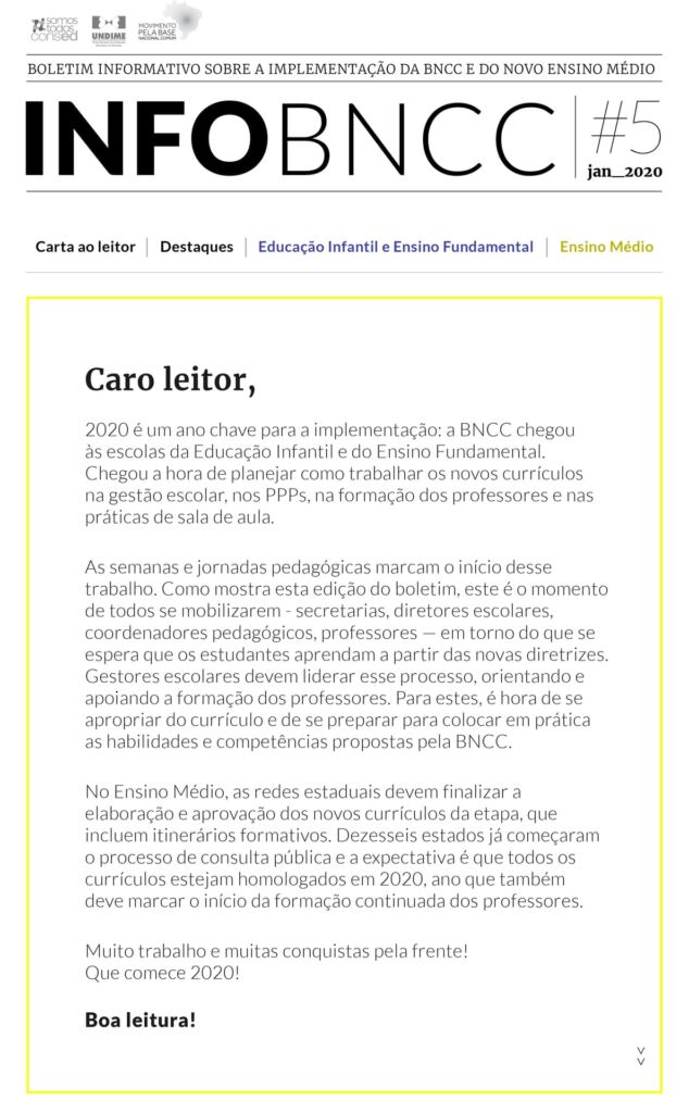 Confira a 5ª Edição do boletim InfoBNCC