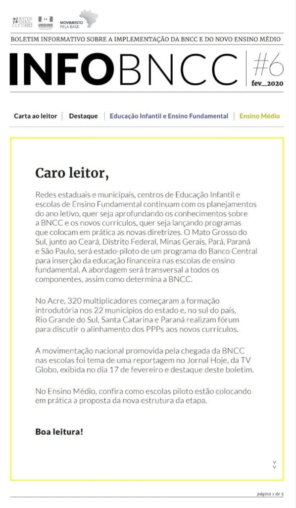 Confira a 6ª Edição do boletim InfoBNCC