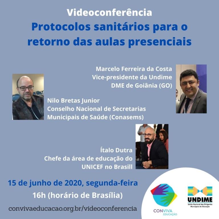 Conviva promove, na próxima segunda (15), videoconferência sobre protocolos para o retorno das aulas