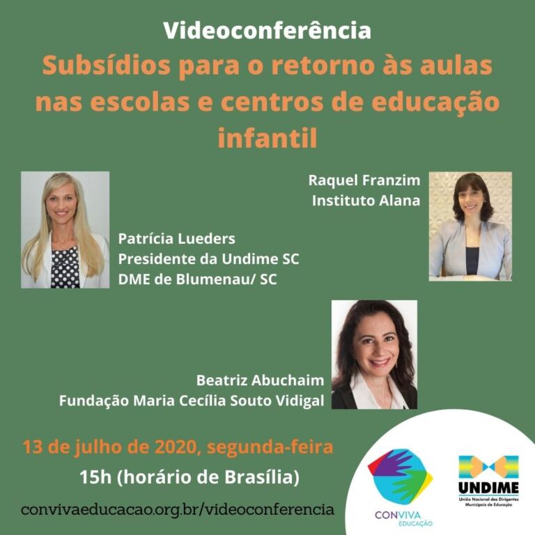 Videoconferência do Conviva vai debater sobre subsídios para o retorno às aulas na Educação Infantil