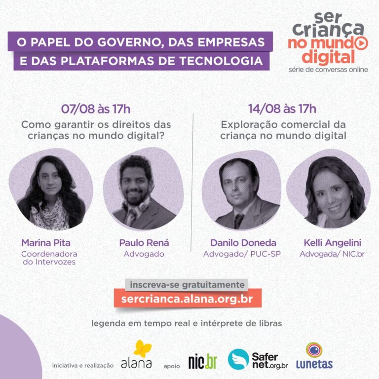 O papel do governo, das empresas e das plataformas de tecnologia em garantir experiências positivas no ambiente digital para as crianças é tema de ciclo de conversas online realizado pelo Instituto Alana