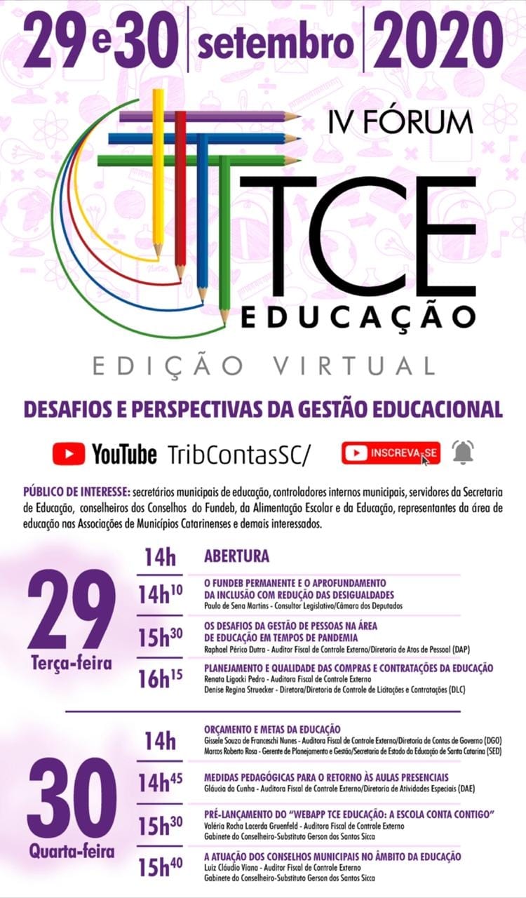 Novo Fundeb e desafios da educação na pandemia são temas do IV Fórum TCE Educação