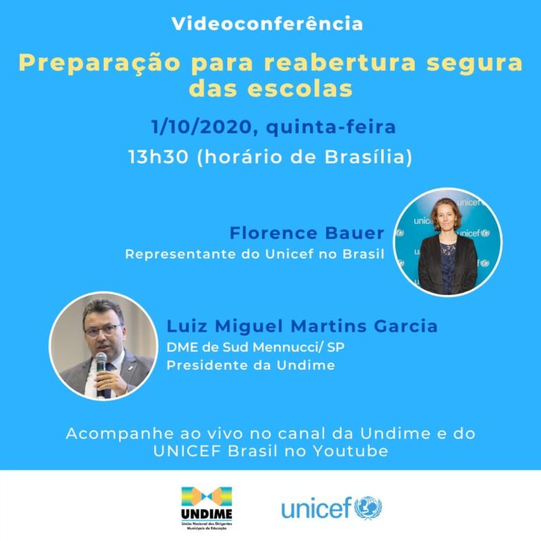 Undime e UNICEF realizam videoconferência sobre a preparação para a reabertura segura das escolas