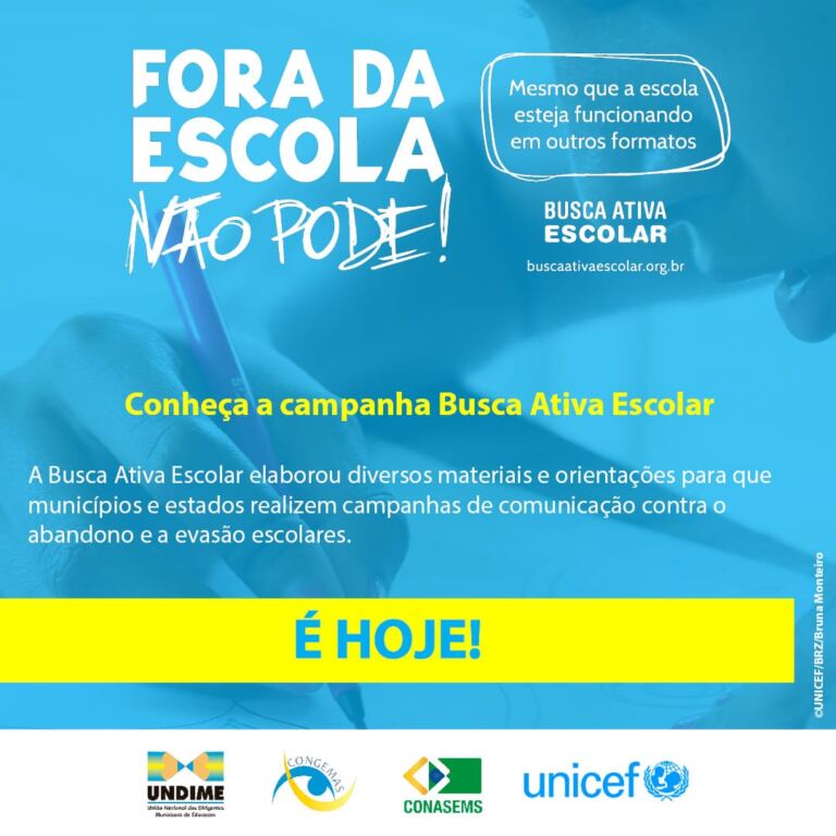 Busca Ativa Escolar lança campanha contra o abandono e a evasão escolares