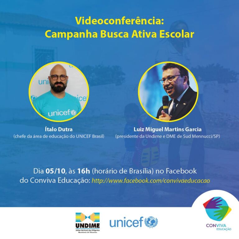 Undime e UNICEF realizam videoconferência sobre a campanha de comunicação da Busca Ativa Escolar