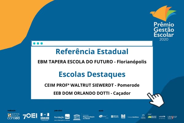 Prêmio Gestão Escolar 2020: Comitê divulga escola referência e as unidades destaques de Santa Catarina
