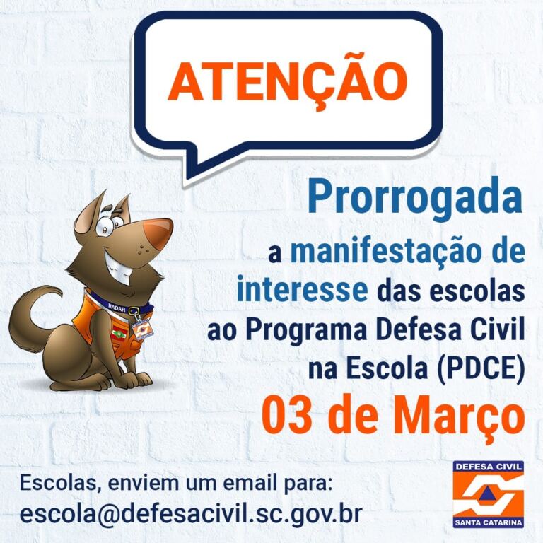 Prorrogado o prazo de adesão ao Programa Defesa Civil na Escola (PDCE) 2023