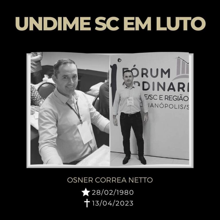 Nota de pesar – Falecimento do Dirigente Municipal de Educação de Monte Castelo/SC, Osner Correa Netto
