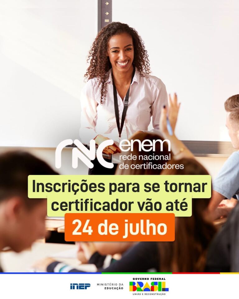 Enem: inscrições para Rede Nacional de Certificadores vão até 24 de julho