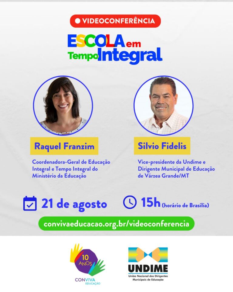 Programa Escola em Tempo Integral é tema de videoconferência do Conviva