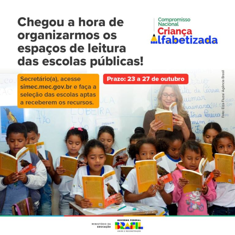 Compromisso Nacional Criança Alfabetizada: aberta seleção de escolas que vão receber espaços de leitura