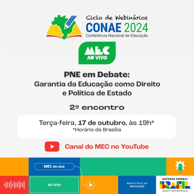 2º encontro dos Webinários Conae 2024 será nesta terça (17)