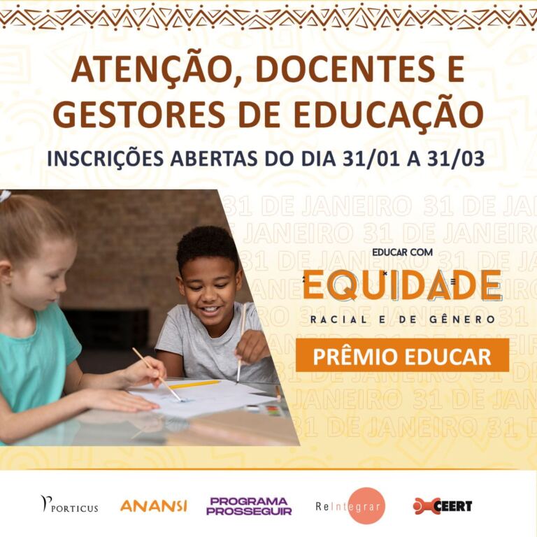 9ª edição do Prêmio Educar busca valorizar a educação antirracista