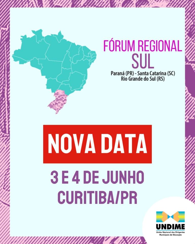 Fórum Undime Região Sul é adiado para 3 e 4 de junho