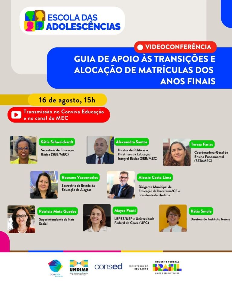 Videoconferência apresenta guia de apoio às transições e alocação de matrículas dos anos finais do ensino fundamental