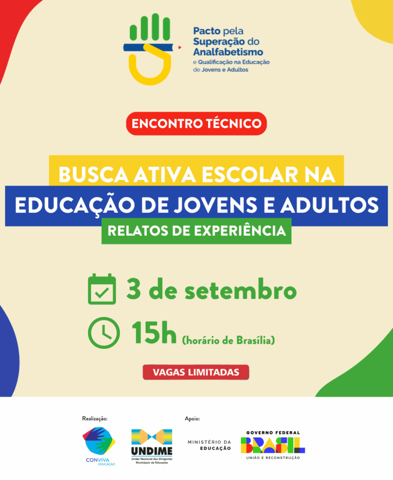 Encontro técnico: relatos de experiência sobre busca ativa escolar na Educação de Jovens e Adultos