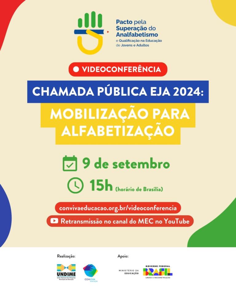 Chamada Pública EJA 2024: mobilização para alfabetização é tema de videoconferência