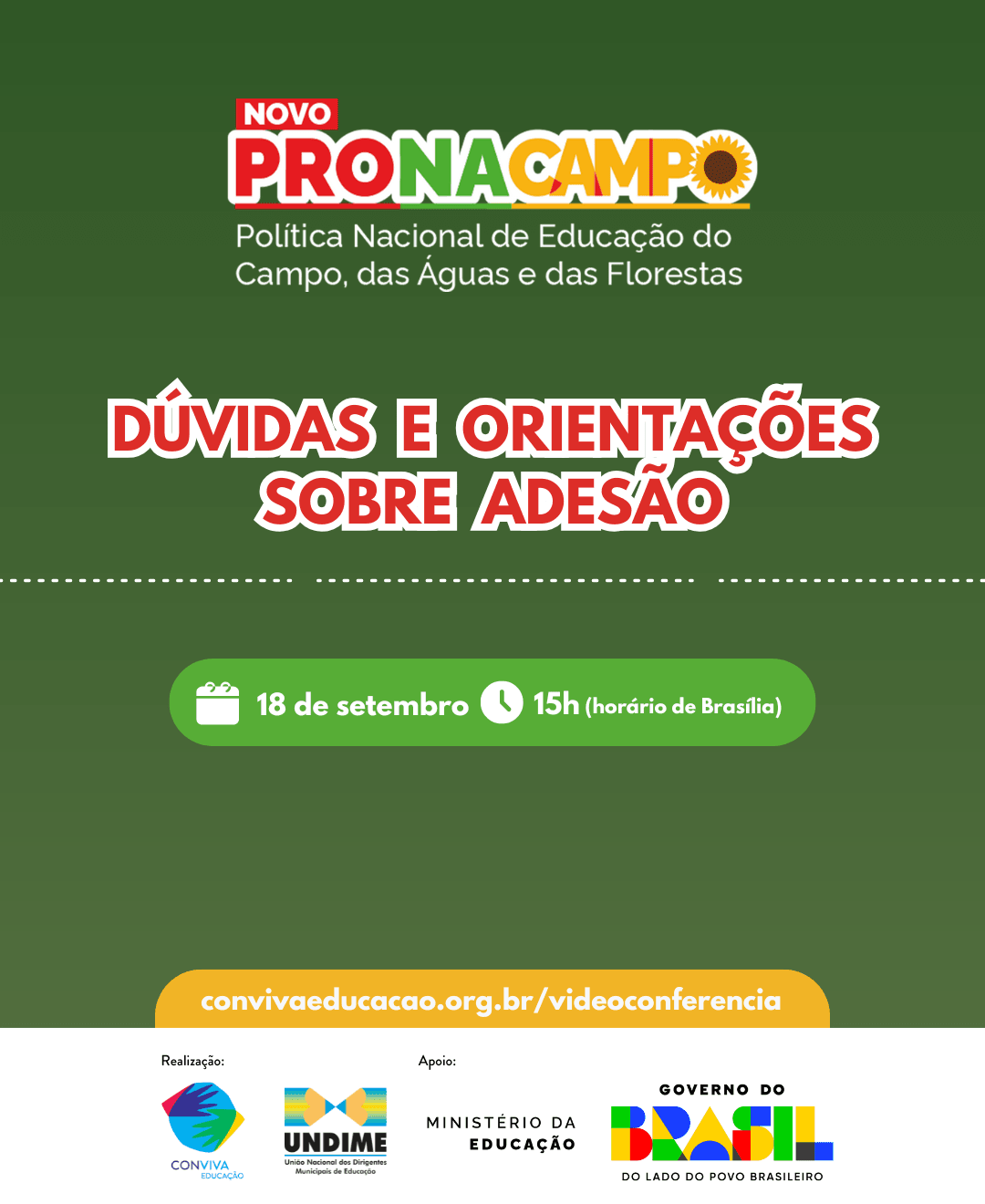 Adesão ao Novo Pronacampo é tema da próxima videoconferência do Conviva Educação