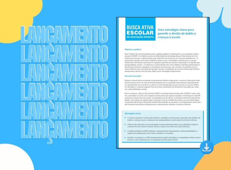 Estratégia Busca Ativa Escolar apresenta recomendações para ampliar o acesso à Educação Infantil